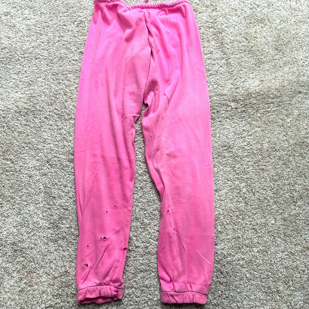 Chaser pink distressed sweatpants